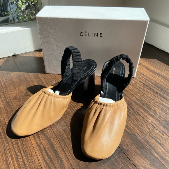 Celine Slingback Pump Ballerina Block Heel - Picture 1 of 9